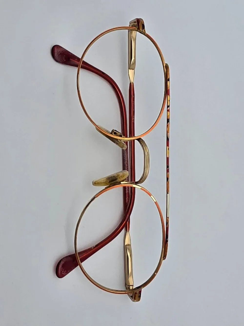 Luxottica Cambridge GEP Gold Red Aviator Sunglasses Frame w Flexhinge Italy 50mm